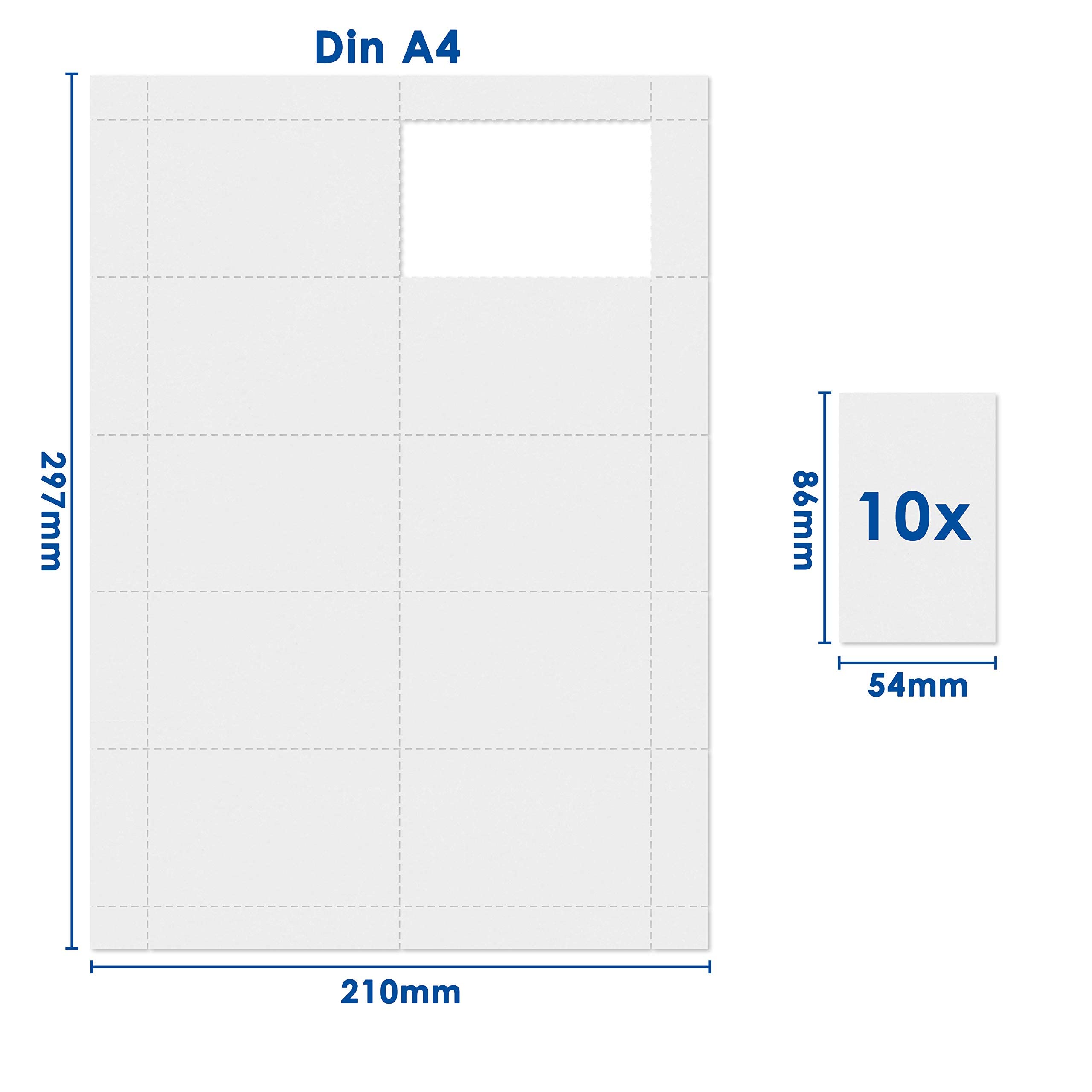 mashpaper Papier do kopiowania perforowany DIN A4 biały karton 100 g/m² 10 cięć po 86 x 54 mm