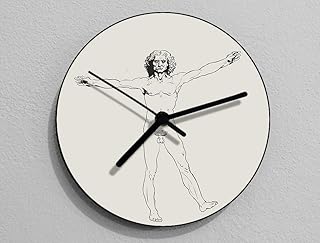 Funny Vitruvian Man 2, Leonardo da Vinci, Anatomy, Leonardo Da Vinci Drawing, Da Vinci Illustration, Wall Clock