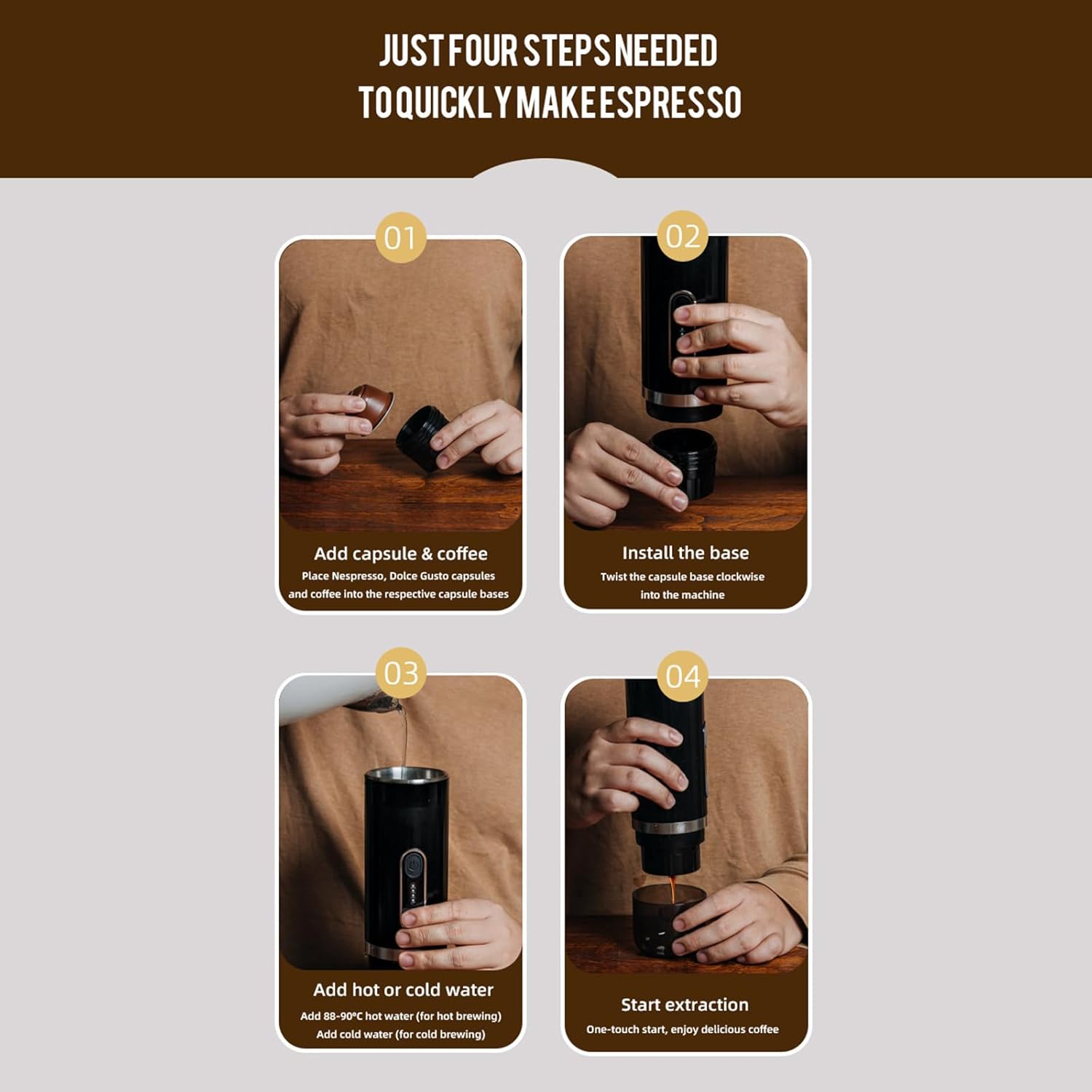 Portable 3 in 1 Electric Coffee Machine Mini Travel Coffee Maker for Home Travel Camping