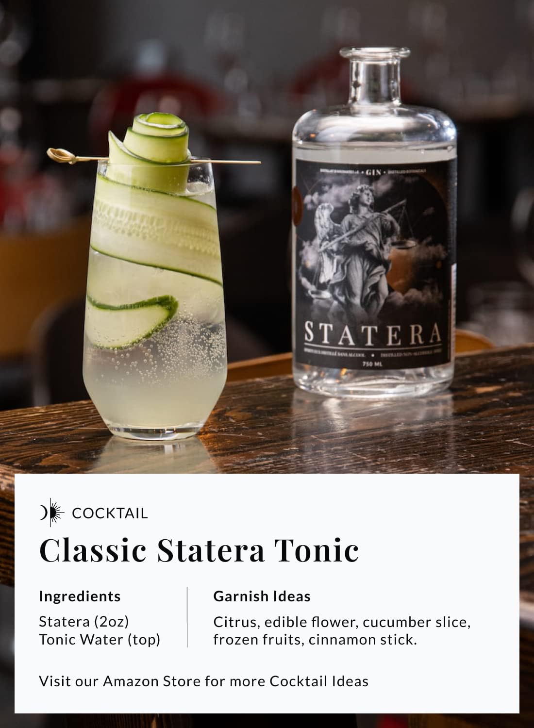 Statera - Non Alcoholic Spirits With Electrolytes - Gin Alternative - Distilled Spirits Alternative With Gin Botanicals - Sugar Free & Calorie Free - Make Delicious Alcohol Free Cocktails - 26 Fl Oz