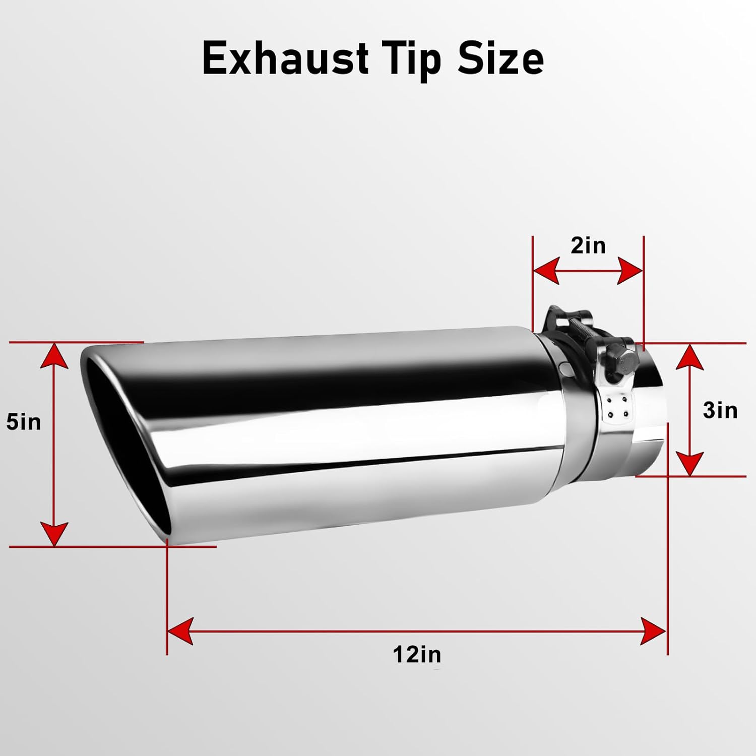 MuHize 3 Inch Inlet Exhaust Tip, 4" Outlet 12" Overall Length Exhaust Tips, Bolt/Clamp-On Design, Rolled Edge, Stainless Steel Polished, Easy to Weld Tailpipe for Pickup Truck, Car, Truck