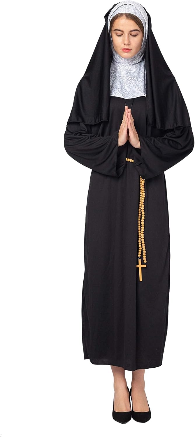 Spooktacular Creations Halloween Nun Costume Women, Nun Outfit Women, Adult Halloween Costume for Dress Up Party Cosplay