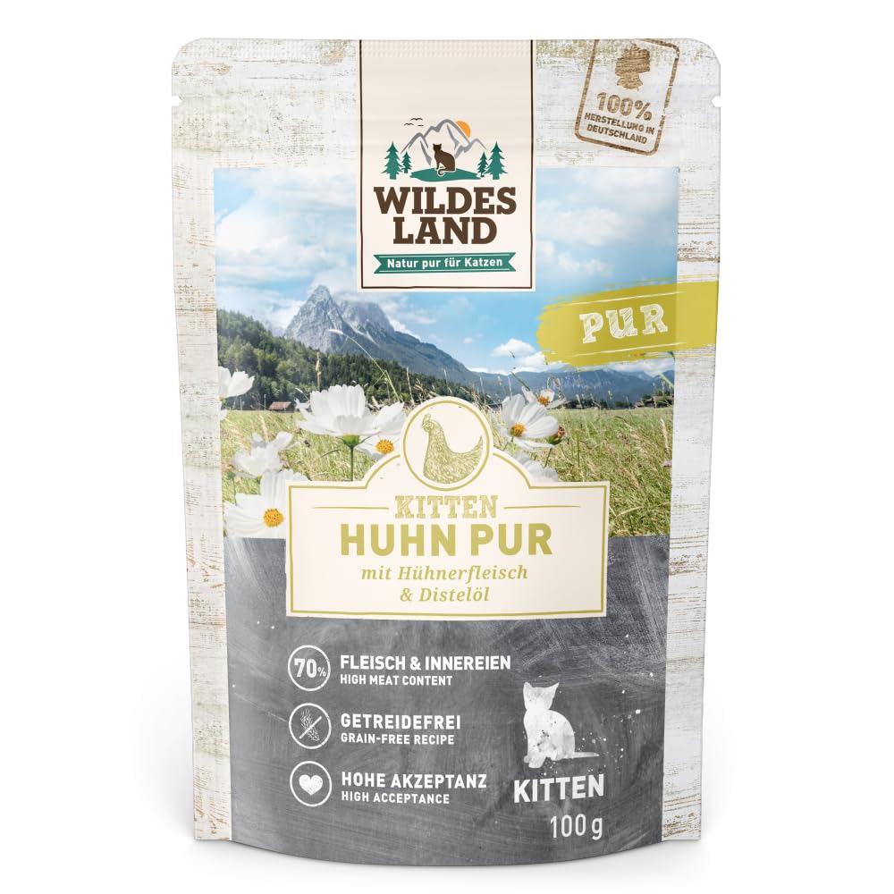 Wildes Land - Huhn mit Distelöl - PUR Kitten Nassfutter für Katzen - 60 x 100 g