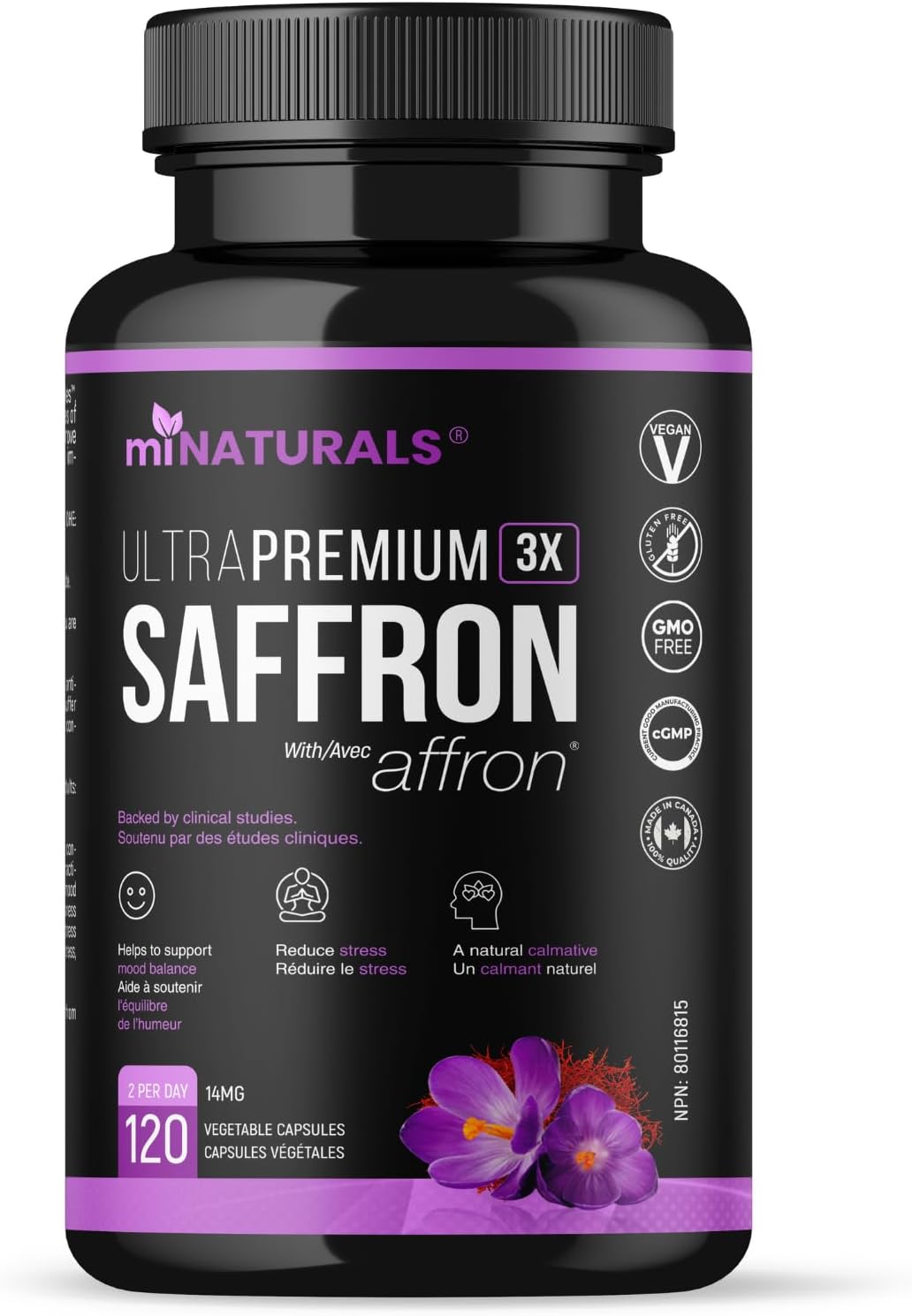 Saffron Supplements 120 Capsules/Pills by miNATURALS 100 Pure
