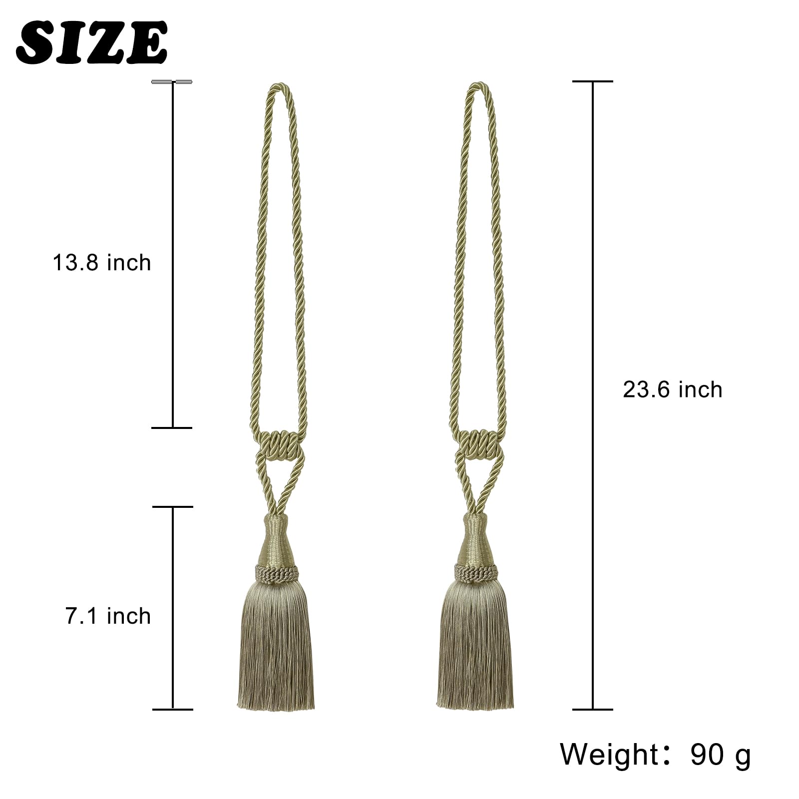 BEL AVENIR Fermatende per tende, tessuti a mano, decorativi, con nappe (beige scuro, 4 pezzi)