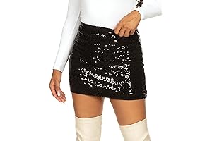 Women's Black Sequin Skirt, Shimmering Mini for Concerts, Clubs, and Parties