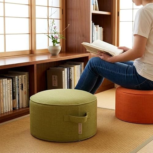 ロースツール フロアスツール 低い椅子 フロアクッション 丸型 座椅子 ヨガ用 シンプルデザイン クッションカバー付き 洗える 40×22cm (ライトブルー,40*22cm) [2]