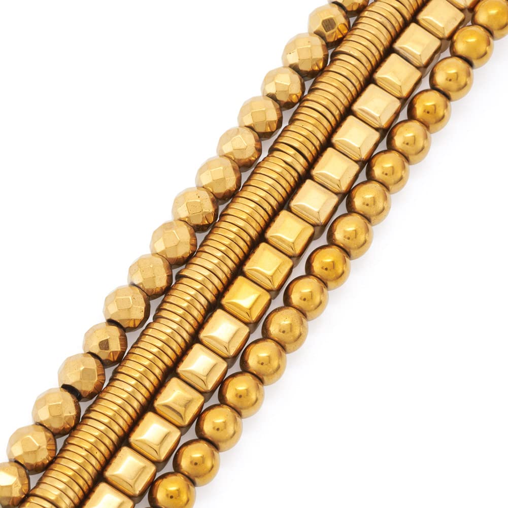 Cheriswelry 4 Strands Non-Magnetic Synthetic Hematite Beads Flat Round Cube Disc Heishi Beads for Necklaces Bracelets Jewelry Making - Image 2