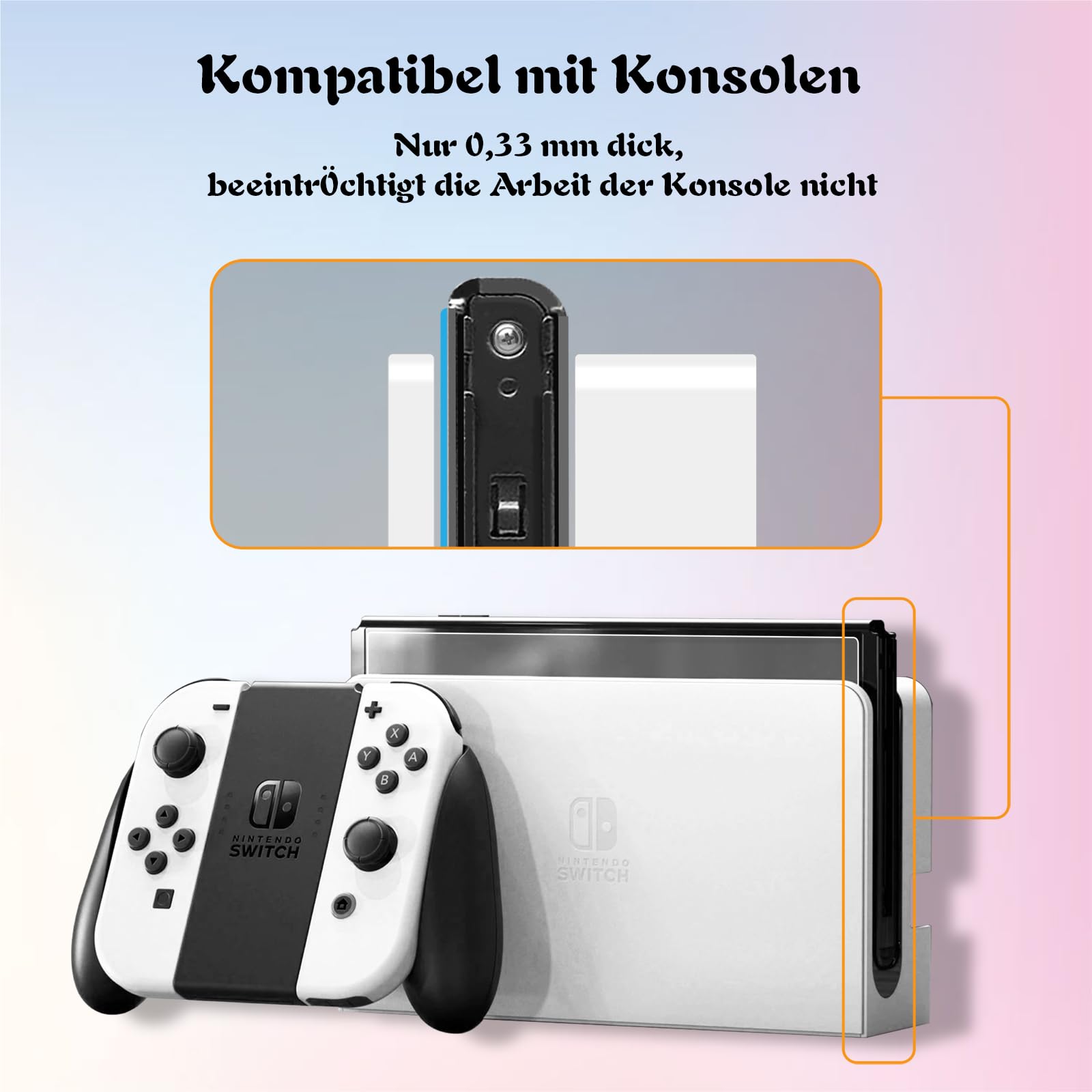 Nintendo Switch OLED Displayschutz Gehärtetes Glas 9H 0,33 mm 2er Pack