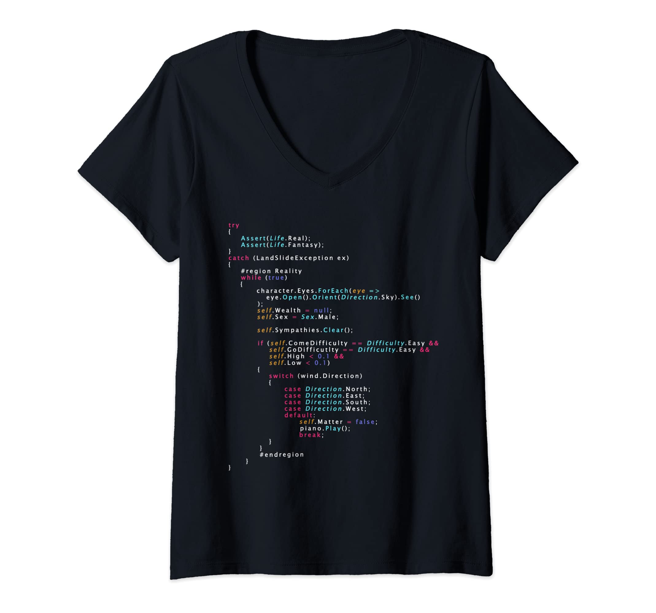 Programming and Coding Syntax TeesWomens Is This The Real Life Coding Programming V-Neck T-Shirt