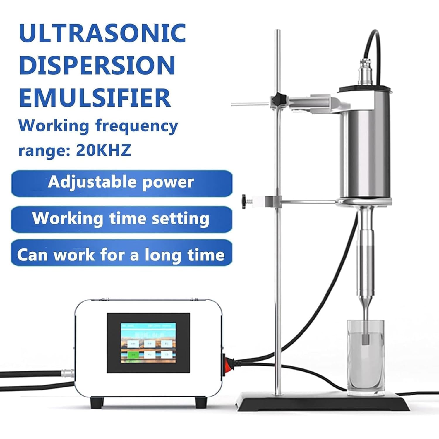 Ultraschall-Homogenisator, Sonicator-Prozessor für Labor, 2000 ml Probenvolumen, einstellbares Timing, inklusive 8 mm Titansonde und Halterung für effiziente Zellstörung