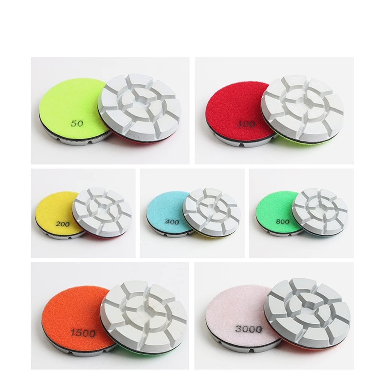 CAREG 9 Piezas/Juego 4quot;Almohadillas de Pulido de Suelo de Diamante, Pulido de Suelo Blanco, Apto for pulidor, Piedra, Herramienta abrasiva de hormigón Durable (Color : 200, Siz