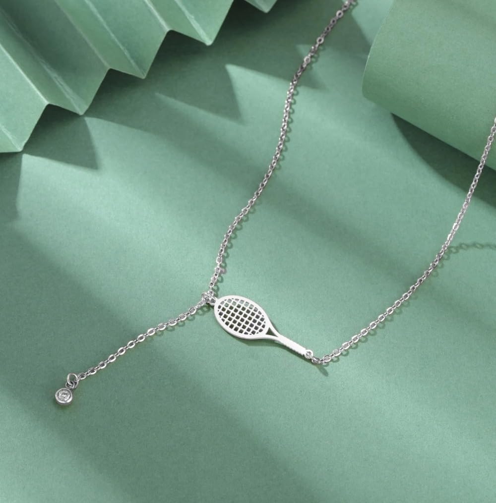Tennis Racket Necklace for Women Men, Sports Dainty Racket Pendant with Cubic Zirconia Sport Lover Jewelry Tennis Gifts image 3
