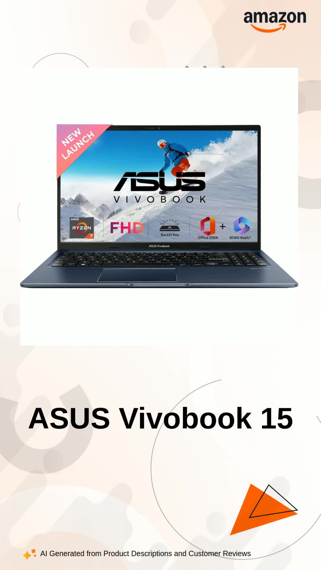 ASUS Vivobook 15 (2025), AMD Ryzen 7 7730U Thin & Light Laptop(AMD