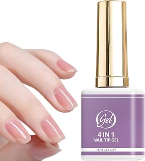 Gel Nail Glue 15ml Professional 4-in-1 Adhesive | UV Light Extend Gel Nail Glue for Women Girls Teens Beginners Home Salon Party Manicure Practice Decoration