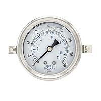 Vista 8 de PIC Gauges 203L-204M Medidor de presión relleno de glicerina con abrazadera en U con carcasa SS/bisel, internos de latón, lente de PC, dial de 2