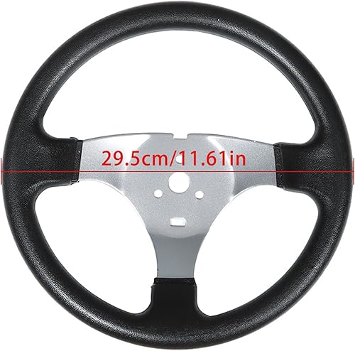 Miniatura 2 de munirater Kit de acero para volante de 11.811 in, piñón de engranaje de 12.598 in, eje ajustable, repuesto para Go Kart de 110 CC