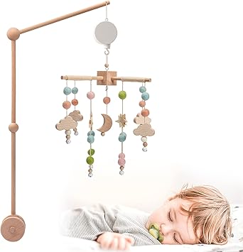 Amazon Let S Make ベッドメリー オルゴール アーム ベビー メリー 木製 モービル 回転でき 赤ちゃん おもちゃ 寝かしつけ用寝具 インテリア 子供用寝具 誕生日 出産祝い プレゼント ベッドメリー モビール ベビー マタニティ 通販