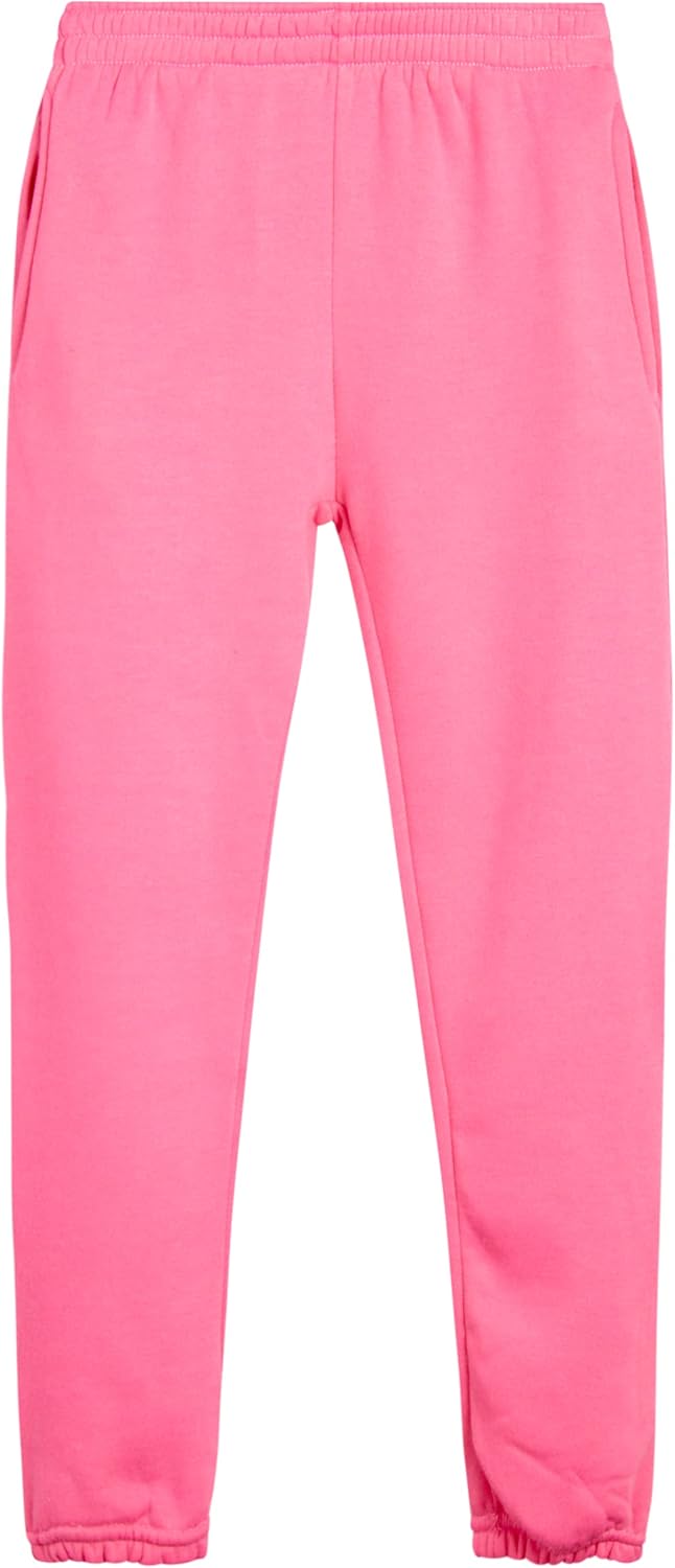 Real Love Girls Sweatpants - 4 Pack Basic Solid Active Soft Fleece Pull On Girls Joggers with Pockets (Sizes: 5-16)