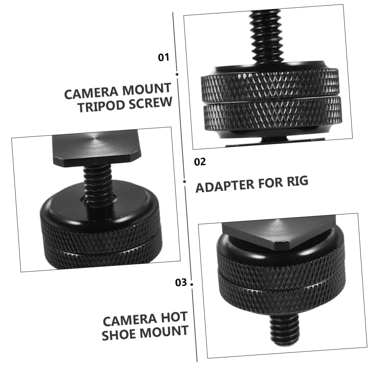 Mikikit 3pcs Camera Double-layer Screw Camera Mount Tripod Screw Hot Shoe Flash Adapter Flash Shoe Mount Tripod Screw Adapter Flash Hot Shoe Mount Adapter Tripod Adapter Aluminum Alloy