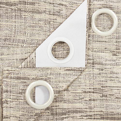 Image of Story@Home Bloom Collection Jacquard Weaving Solid Pattern Ring top Eyelet 4 Piece Window Curtain - 5 Feet, Light Brown