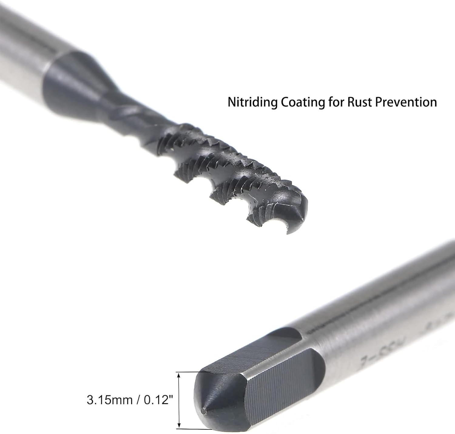 2PCS M3 x 0.5 Thread Tap Drill Bits, Spiral Flute, HSS Nitriding Coated, H2 Tolerance