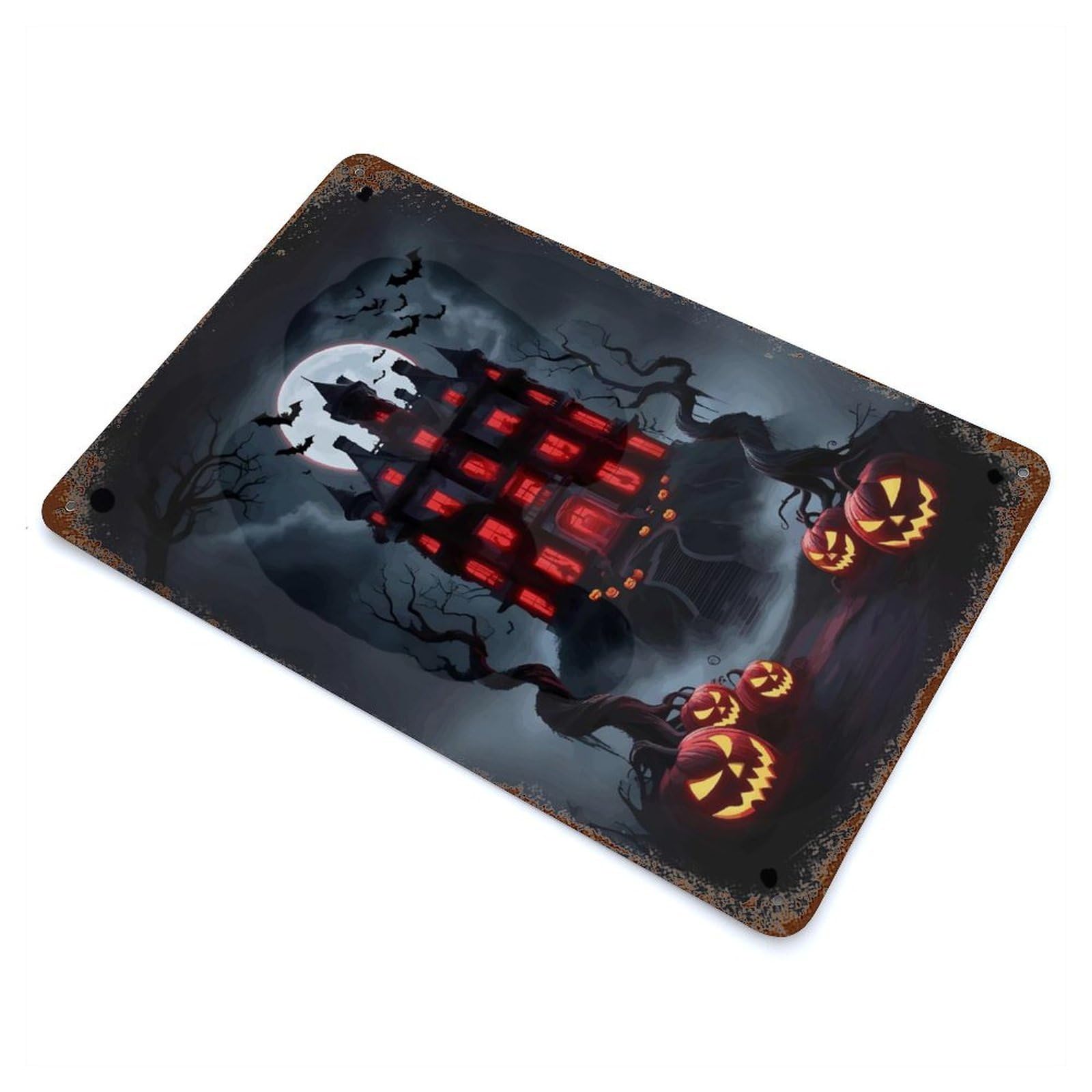 Haunted Mansion Halloween Retro Metal Sign 11.8"x7.9", Vintage Wall Decor for Garage, Pub Or Kitchen
