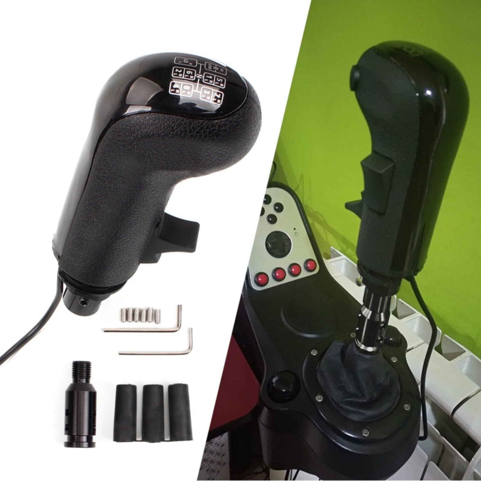 BildeeMait Pommeau de levier de vitesse simulateur avec USB et Play, levier de vitesse haut-bas pour Logitech G25 G27 G29 G920 G923 et Thrustmaster TH8A, ETS2 pour PC ATS