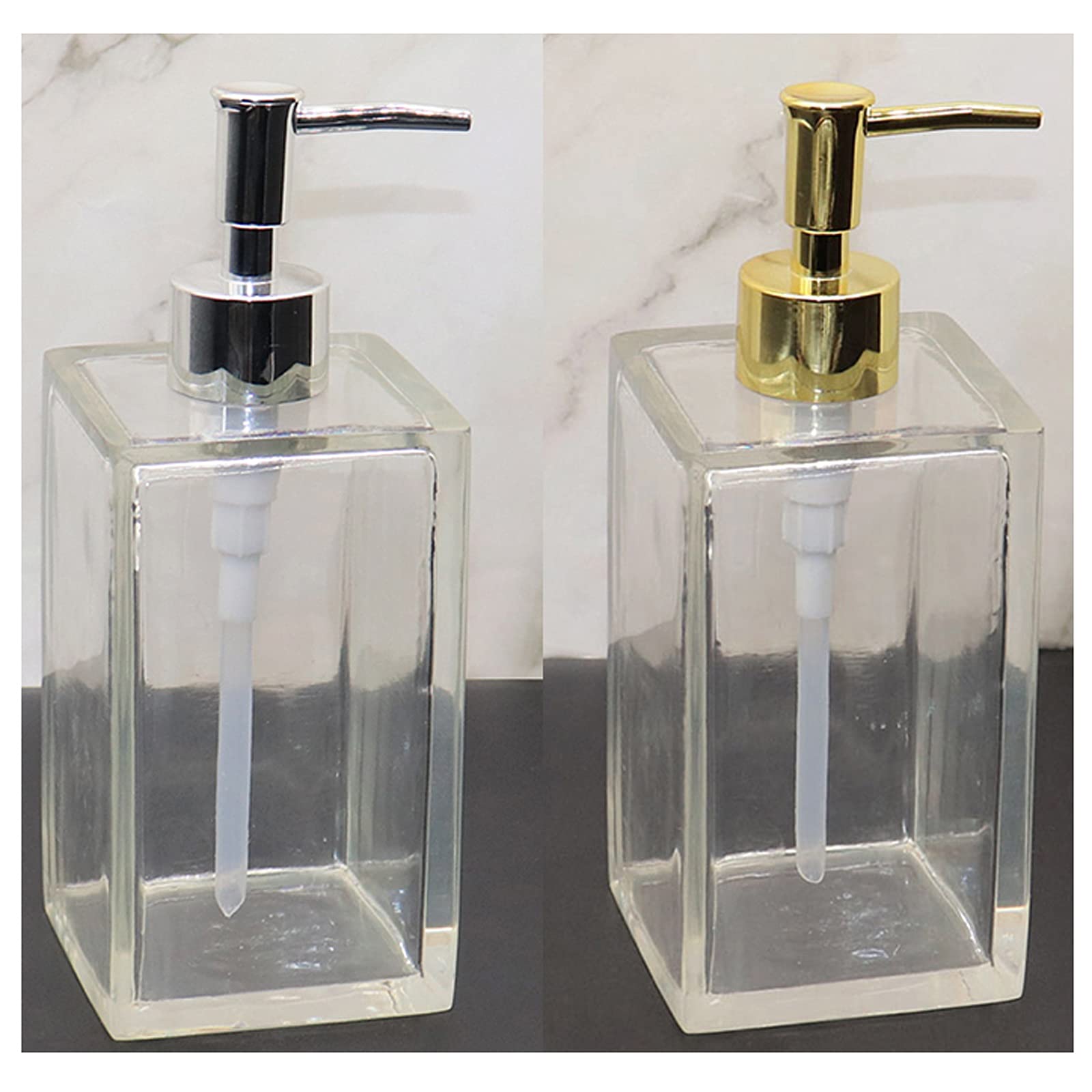 Dispenser di sapone in resina, flacone per lozione, testina di pompaggio zincata, crema mani, shampoo, per casa e ufficio, grande capacità, trasparente, 500 ml/17,6 oz, bagno (Colore: Clear2)