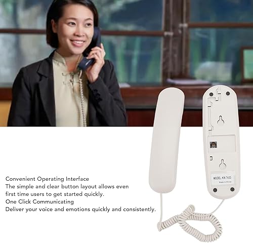 Miniatura 4 de TOPINCN Teléfono doméstico con cable, teléfono retro montado en la pared para oficina de hotel, teléfono con cable antiguo Teléfono de pared fijo