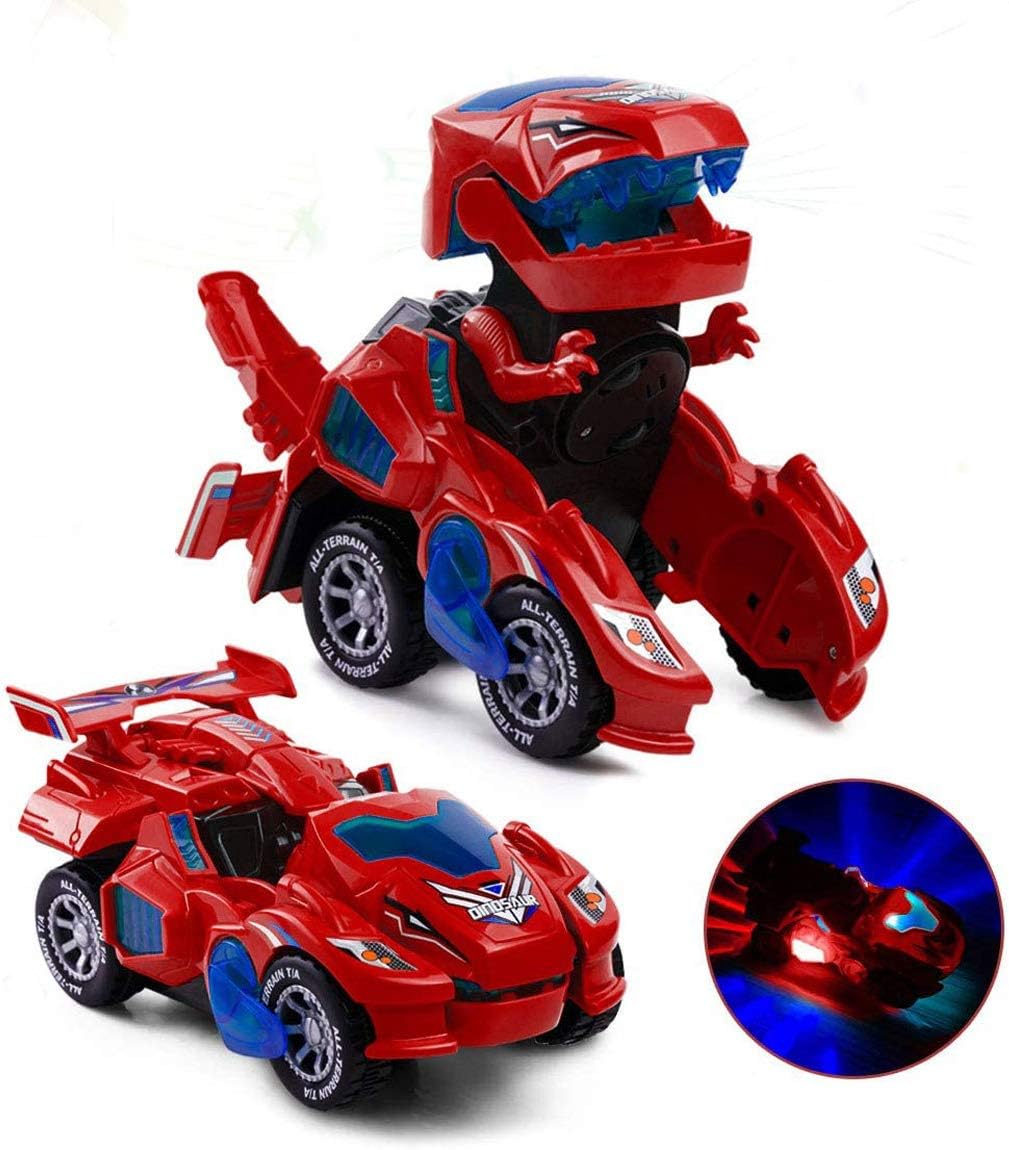 Dinosaur Transforming Car Electric Dinosaur Toys Automatic Transforming Dinosaur Car with Flashing Lights and Sound for 3-7 Years Old Boys Girls Educational Toy Birthday Xmas Gifts for Kids