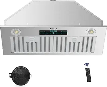 Range Hood Insert 30 inch, Ducted/Ductless 900 CFM Range Hood Insert with Charcoal Filter Included, Built-in Range Hoods Insert Stainless Steel With 4 Speed Gesture Sensing & 2 Pcs Adjustable Lights