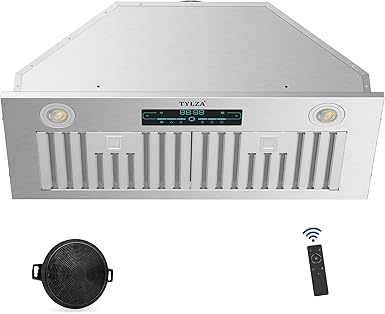 Range Hood Insert 30 inch, Ducted/Ductless 900 CFM Range Hood Insert with Charcoal Filter Included, Built-in Range Hoods Insert Stainless Steel With 4 Speed Gesture Sensing & 2 Pcs Adjustable Lights