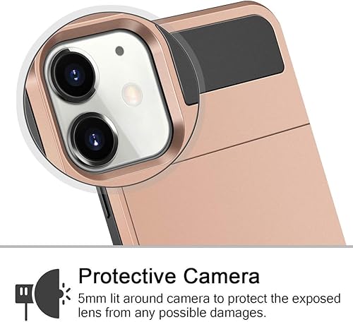 Miniatura 4 de Vofolen - Funda para iPhone 11 con tarjetero, ranura para tarjeta de crédito, puerta corredera, bolsillo oculto, antiarañazos, doble capa, híbrida,