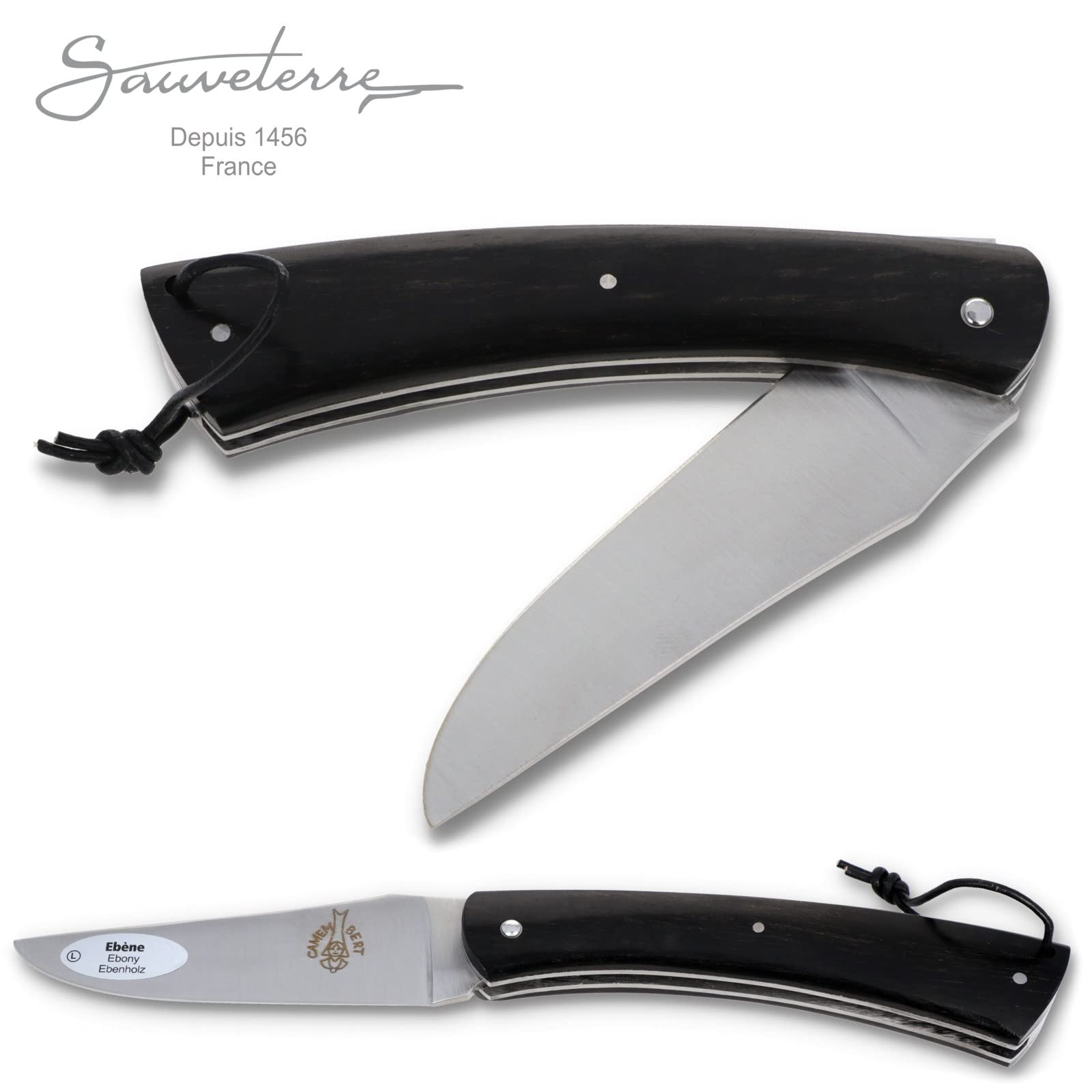 Le Camembert Taschenmesser - 11 cm Griff Ebenholz Plein Manche - Klinge matt - Messer Frankreich