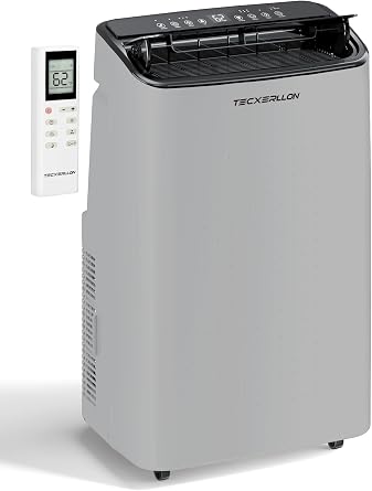 TECXERLLON 15,000 BTU Portable Air Conditioner for Large Room up to 800 Sq. Ft., Quiet 48dB 4-in-1 AC Unit with Dehumidifier, Self-Evaporating, Sleep Mode, Remote & Window Kit