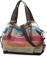 SNUGSTAR Multi-Color Striped Canvas Crossbody Shoulder Bag for Women - Durable Washable Tote Purse with Spacious Pockets