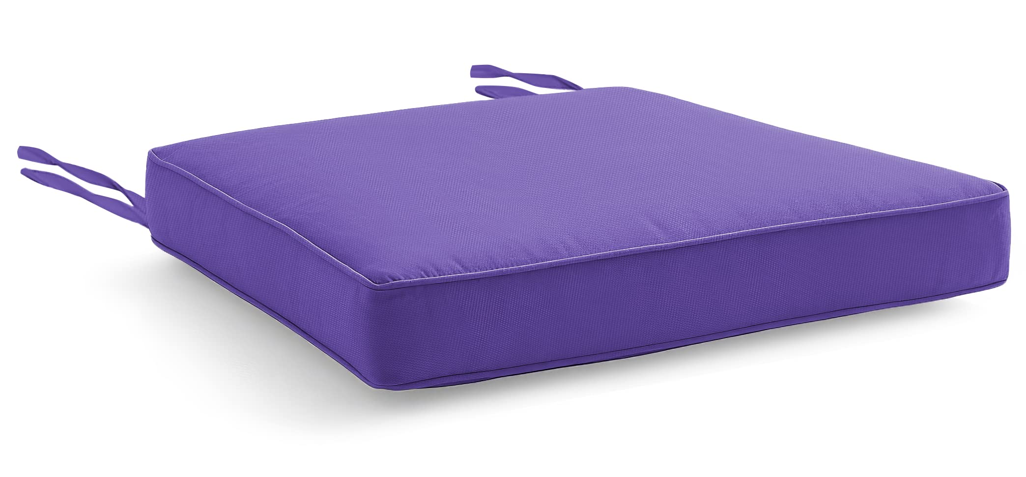Water Resistant Chair Cushions with Ties for Indoor and Outdoor Use - Patio Furniture Seat Pads with Durable Polyester Fabric - Ideal for Dining, Lawn, Garden, Coffee Shop (44 x 50 x 5cm, Purple)