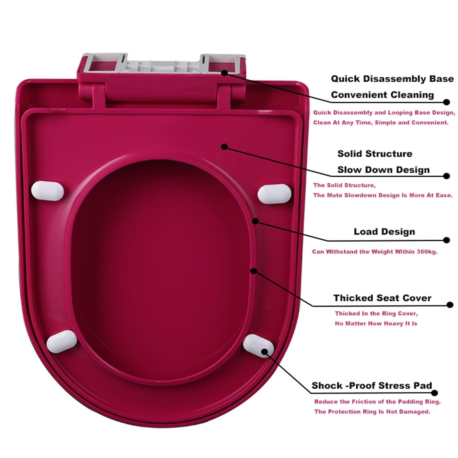 Klodeckel D-Form WC Sitz, Toilettendeckel mit Absenkautomatik und Quick-Release Funktion, Klodeckel aus Dickes Polypropylen, Einfache Montage und Reinigung(Orange)
