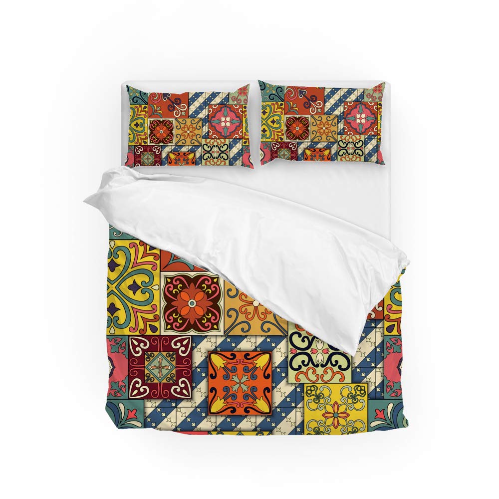 Parure de lit King facile d'entretien style Talavera 3 pièces