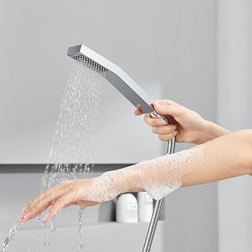 Shower System 12 Inches Rain Shower Combo Set Chrome Ceiling Mount Shower Faucet Bathroom Faucets with Rainfall Shower Head and Hand Shower