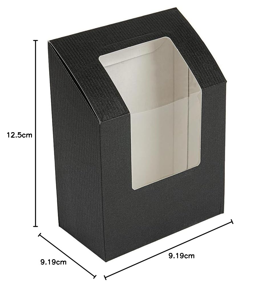 García de Pou - 100 Unidades - Cajas Para ''Tortilla'' Con Ventana 'Thepack' 230 G/M2 + Opp 9,2X5,1X9,2/12,5 Cm Negro Cartón Ondulado Nano-Micro