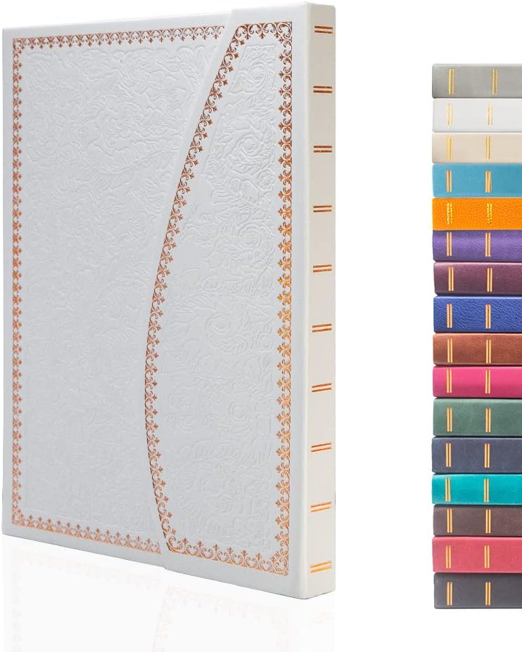 VICTORIA'S JOURNALS Magnet Journal, Carving Vintage Notebook Faux Leather Hard Cover Personal Diary Lined Pages Ribbon Bookmark, 8'' x 5.7''
