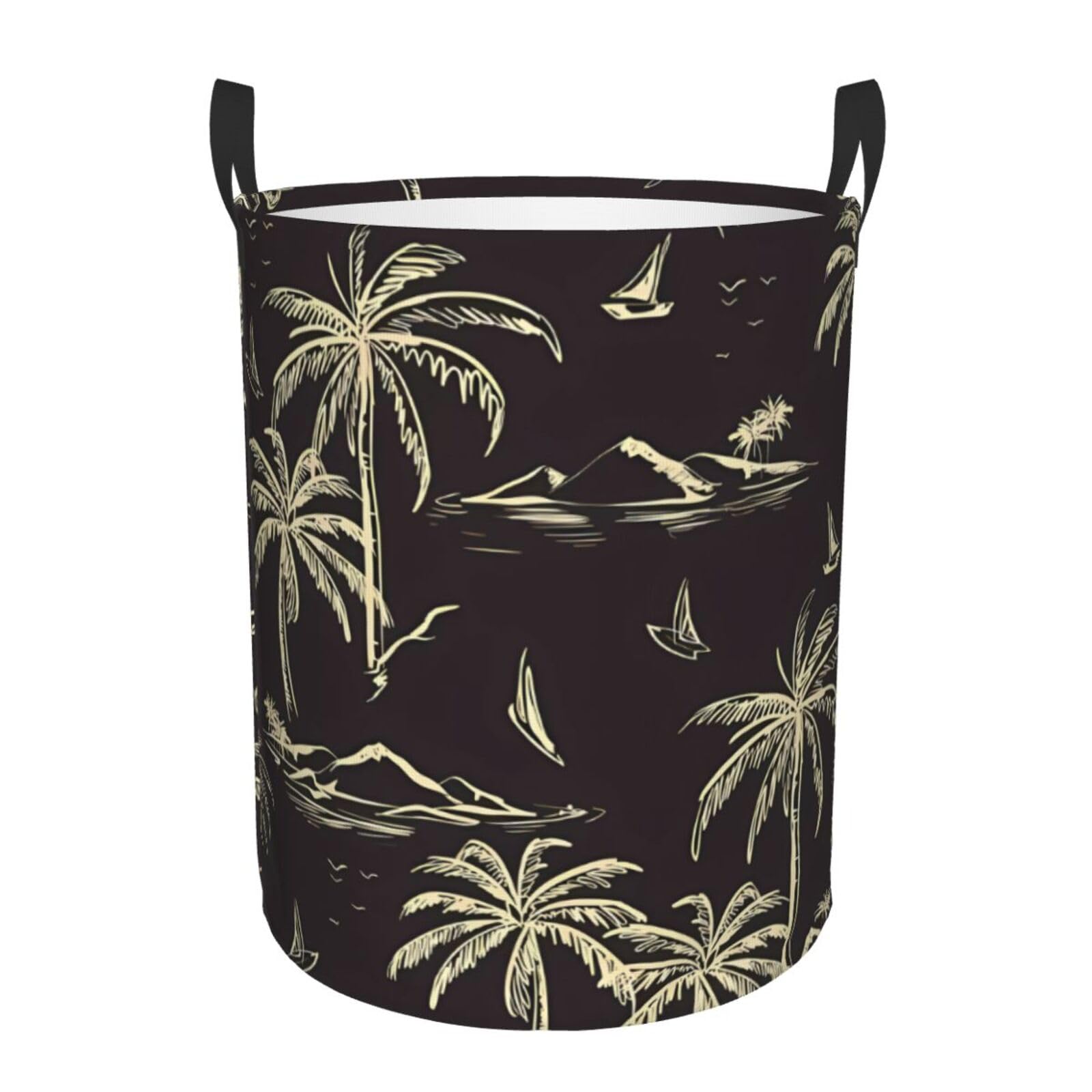 S Circular Hamper – Collapsible Palm Tree Print Laundry Basket