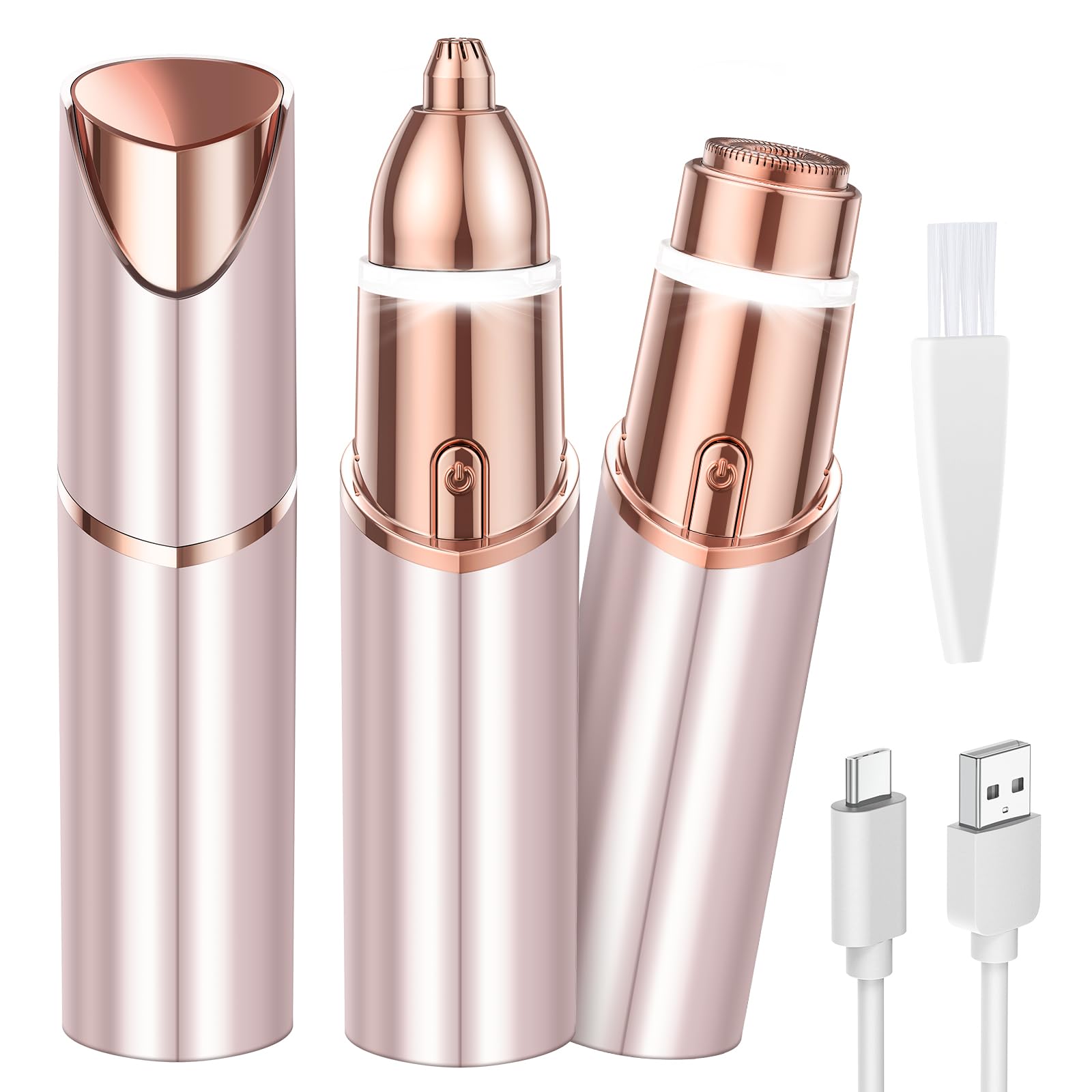 2 in 1 Eyebrow Trimmer, Facial Hair Removal for Women, USB Rechargeable