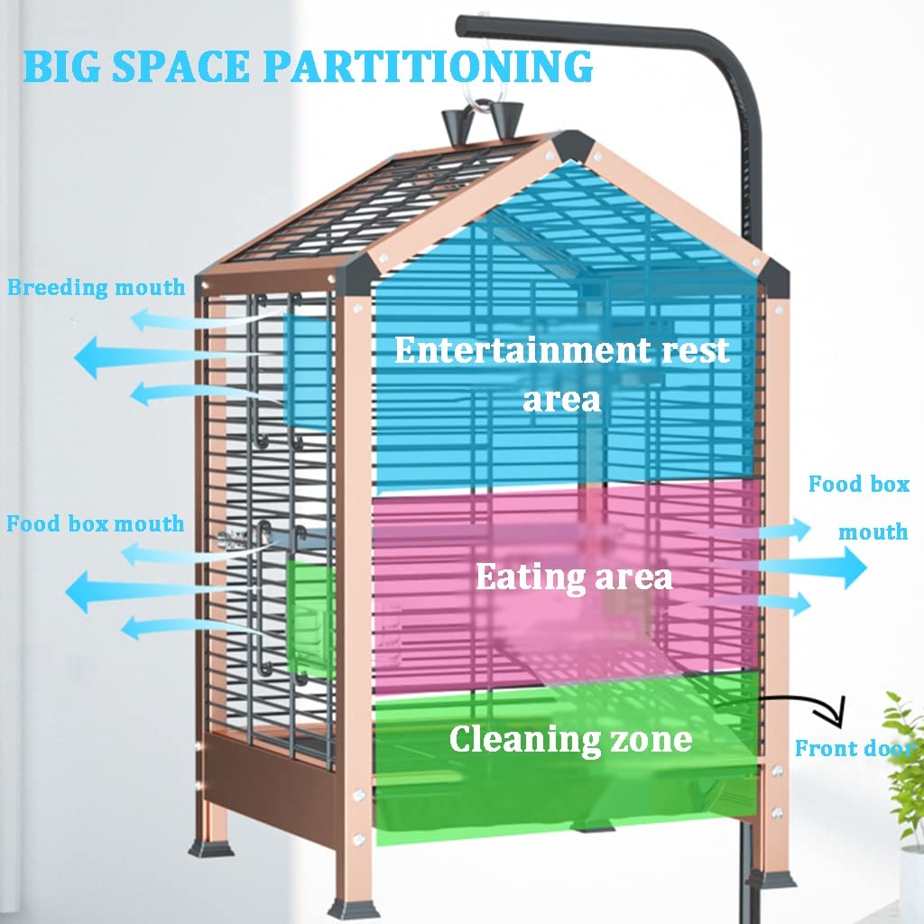 Jaula Pájaros Cria Lujo Jaula Pájaros, Aleación De Aluminio Jaula De Pájaros, Hogar Pajarera, Bandeja ABS Portable Jaula De Palomas, Gran Espacio Jaula De Transporte