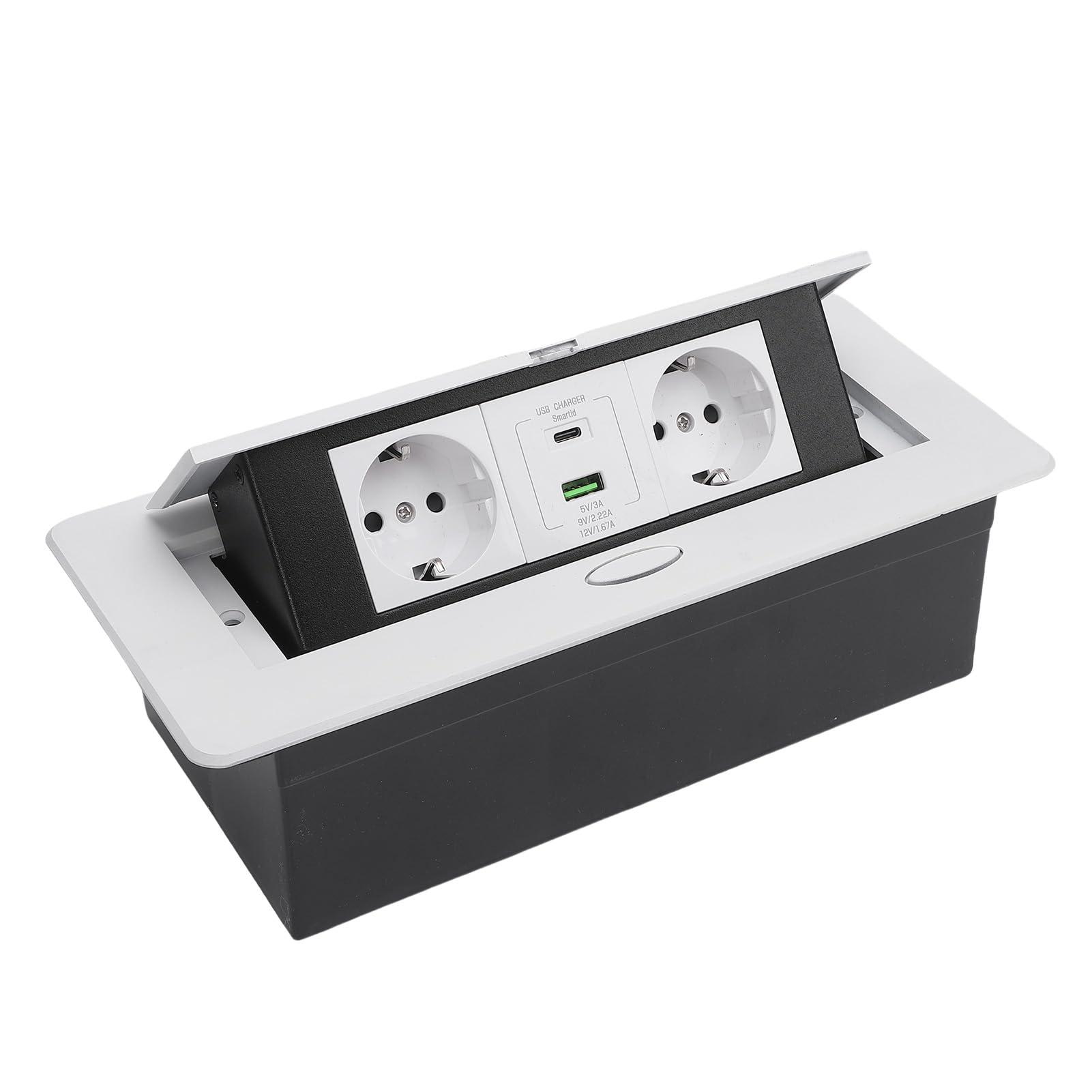 Scatola di Derivazione da Incasso da Tavolo, Hub di Alimentazione USB Tipo C a 2 Poli 16A 4000W con PC in Acciaio Inossidabile a Smorzamento Lento, per Piano di Lavoro