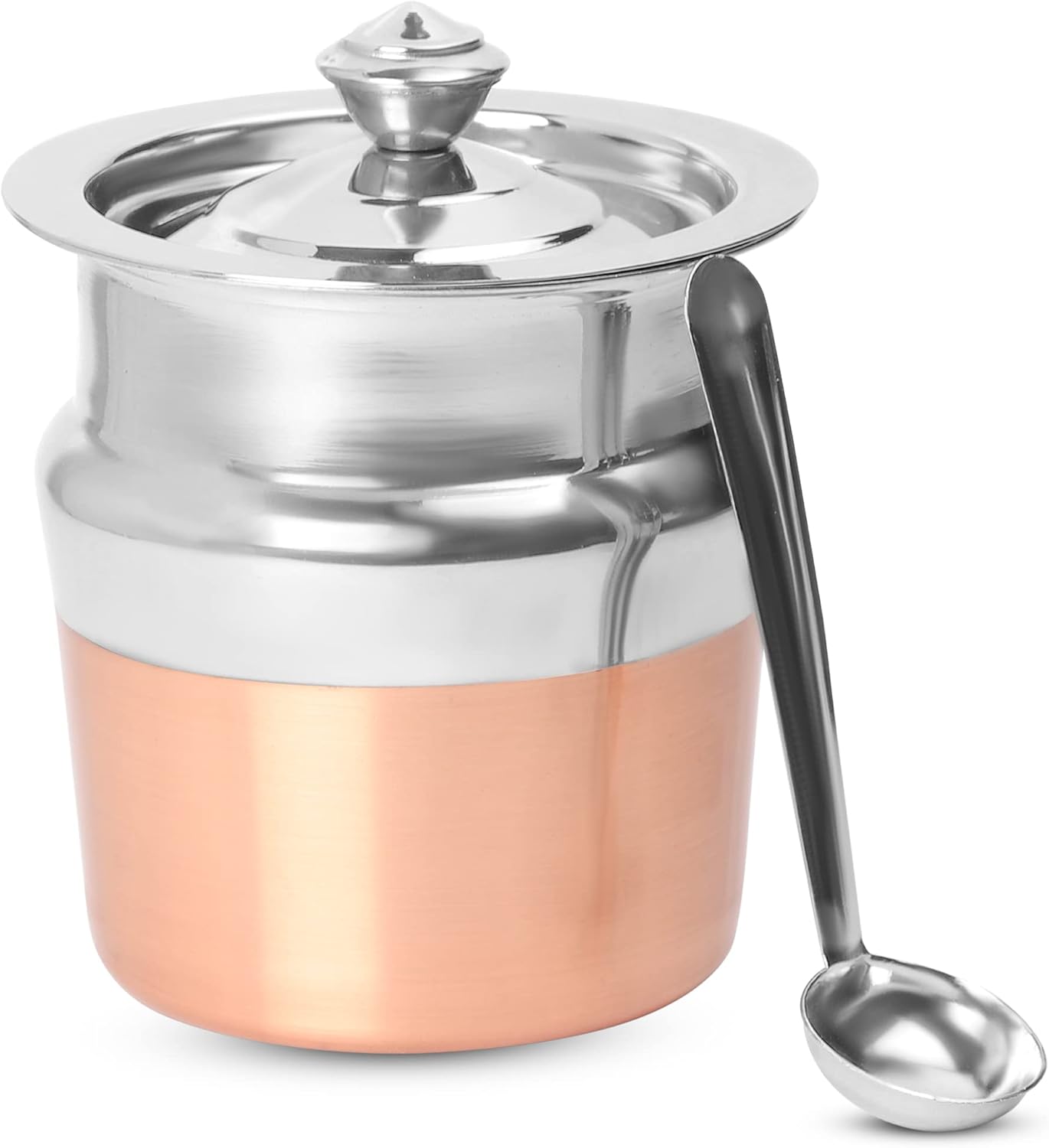 KSJONE Copper Coated Stainless Steel Ghee Pot with Spoon