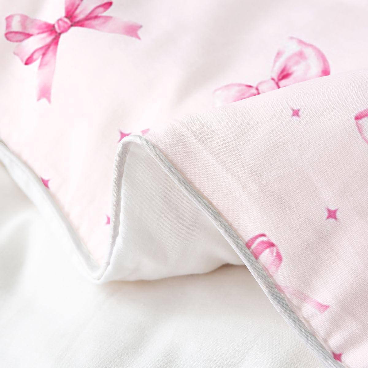 Homewish Różowa kokarda pojedynczy zestaw pościeli różowa wstążka muszka bawełniana poszewka na kołdrę modna preppy kokardka poszewka na kołdrę marzycielska księżniczka kokardki zestawy łóżek