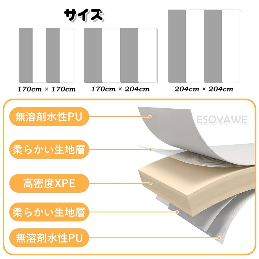 Amazon.co.jp: プレイマット ベビー 折り畳み 4段 赤ちゃん